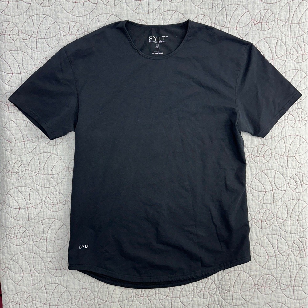 BYLT Lux Drop Cut T-Shirt Black Short Sleeve Curved Hem / Mens XL
