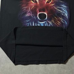Y2K Great Wolf Lodge Neon Wolf Cyber Tee Black Cotton Men’s Used