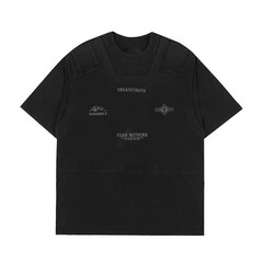 Retro Vintage Men’s Hip-Hop Short Sleeve T-Shirt with Bulletproof Vest Design