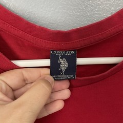US Polo Assn Long Sleeve T Shirt Mens XL Red Logo USPA Crew Neck Big Letters
