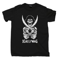 Scallywag Pirate T Shirt Blackbeard Jolly Roger Skull Crossbones Skeleton Tee
