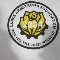 White Nike T-Shirt Lance Armstrong Foundation 2004 Ride For The Roses Size Large
