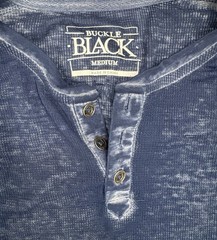 Buckle Black Men’s Slub Long Sleeve Burnout Henley Shirt Medium Blue Waffle