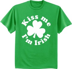 Funny St Patrick Day T-shirt Mens Graphic Tee Kiss Me Irish Shamrock Clover