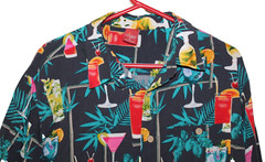 Junction West Hawaiian Shirt Extra Large Cocktail Drinking Palm Tree Blue Party