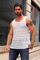 Syktkmx Mens See Through Vest Crewneck Sleeveless Tank Tops Muscle Sexy Mesh …
