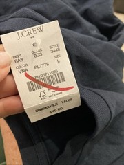 J Crew Mens Long Sleeve Washed Jersey Tee~Size L~Vintage Navy Cotton NWT