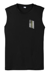 Thin GOLD Line American Flag Dispatcher Dispatch Police Law Performance Tank Top