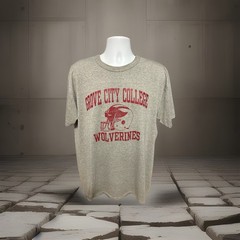 VTG Grove City College Wolverines Football Shirt Men XL Heather Gray Russell