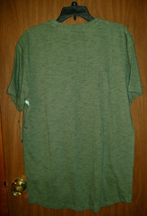 New Men’s Straight Faded Zipper Accents T-Shirt, Large, Olive Green
