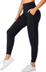 Women’s Joggers High Waist Yoga Pockets Sweatpants Sport Workout Pants Black L