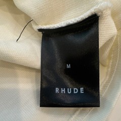 RHUDE Rossa Tee Men’s M White/Blue Cotton Graphic Logo Crew Neck T-Shirt