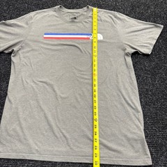 The North Face Mens XL Gray Tri-Color Stripe Graphic Logo Short Sleeve T-Shirt