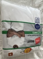 Hanes Best Men’s White Tagless Cotton T-Shirts New 6-Pack Medium Lay Flat Collar