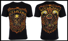 $58 AFFLICTION American Customs THUNDER Skulls Short Sleeve Slim Fit T-shirt NWT