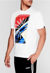 Adidas Men’s Slogan Graphic Tee T-Shirt Size: (XL) White/Multi Color Crew Neck
