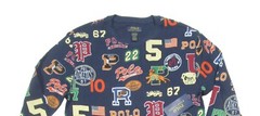 Polo Ralph Lauren Men’s Navy Letterman Print Waffle Knit Thermal Sleep T-Shirt