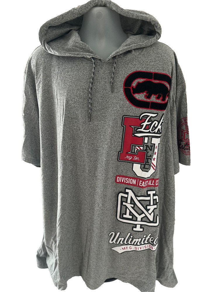 Ecko Unltd. Grey Marled S/S Logo Divison/East All City Tee W Hood Size 4XL
