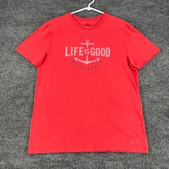 Life is Good Shirt Mens Medium Red Short Sleeve Vero Beach Classic Fit Casual