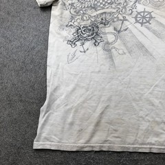 OP Shirt Mens Medium White Nautical Tattoo Graphic Grunge Eagle Rose Anchor Art
