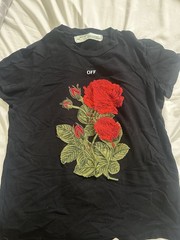 Off-White c/o Virgil Abloh Woman Rose Black Graphic Crew Neck Tee XS