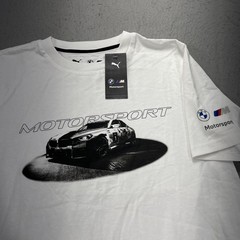 Puma BMW Motorsport Shirt Mens Medium White Racing Tee Cars Graphic Logo NWT