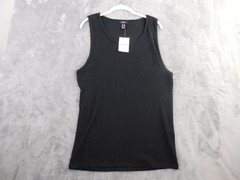 Forever 21 Tank Top Mens XL Black Ribbed Cotton Stretch Shirt Crew Neck