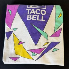 TACO BELL Shirt Adult Large White Retro 90s Geometric Graphic 21×25