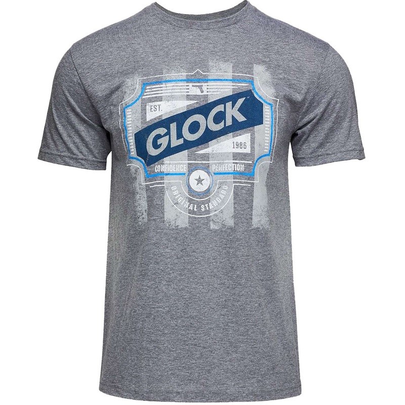 Glock AP9620 Men’s Subdued Blue Line Graphic Tee Short Sleeve T-Shirt, Gray