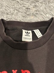 adidas Originals Black/Red Trefoil Logo Graphic Double-Sided Tee, Size S