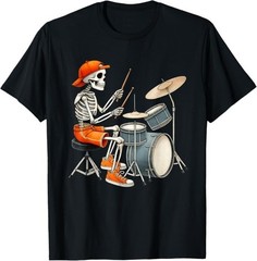 Skeleton Drums Halloween Costume Funny Drummer Men Boys Kids T-Shirt – H027
