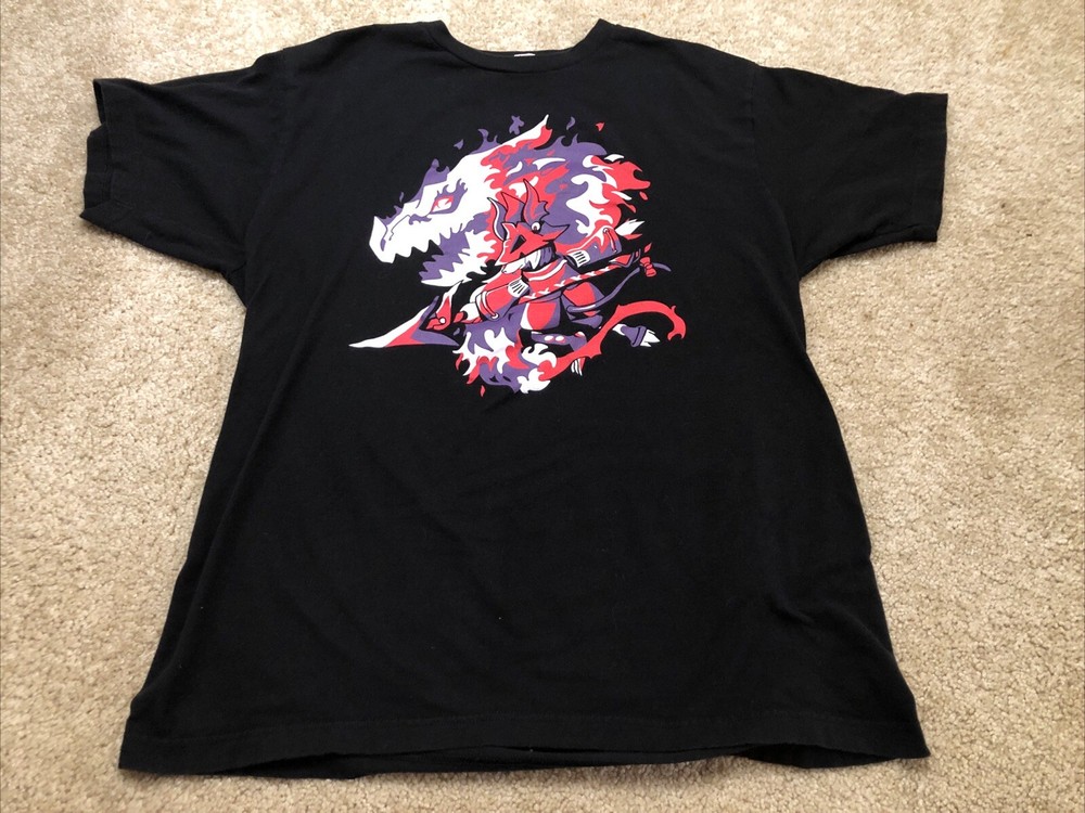Tultex Men’s Large Dragon Knight Screen Printed Graphic T-shirt Black