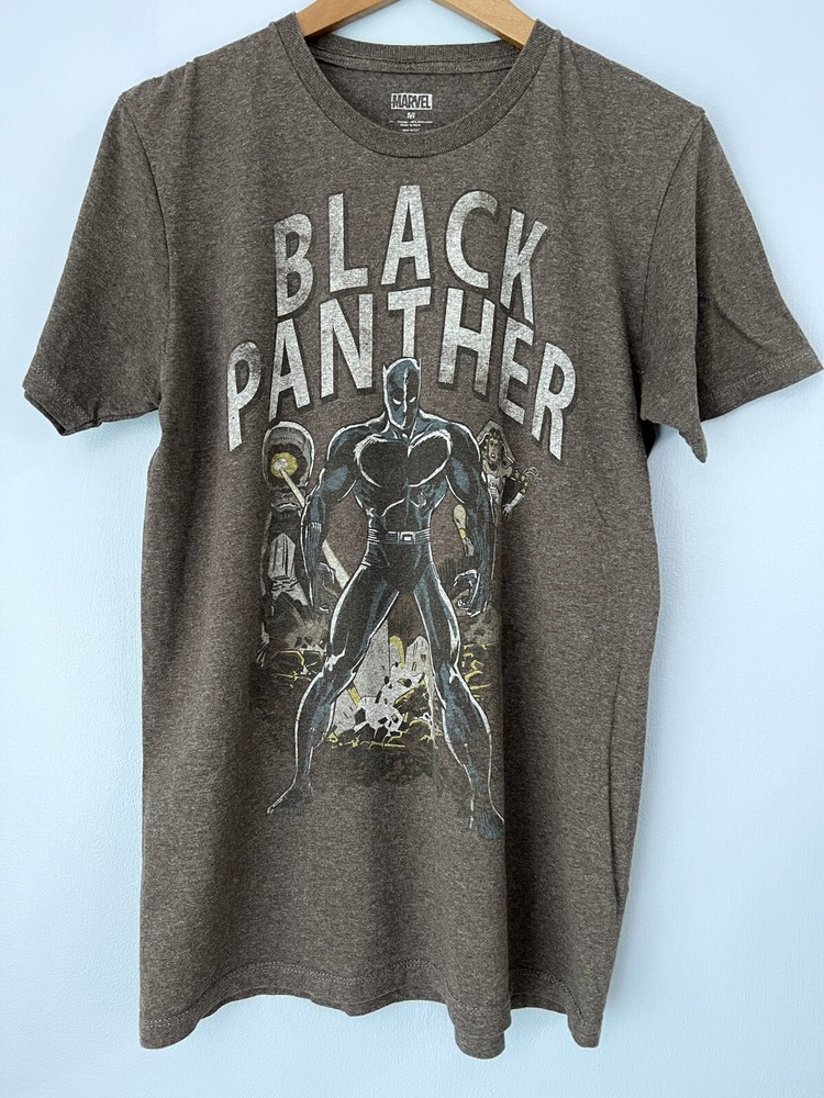 Marvel BLACK PANTHER charcoal Gray short sleeve t shirt Thin Superhero Size M