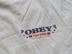 OBEY Long Sleeve Shirt Mens Medium White Butterfly 420 Graphic Tee Back Print
