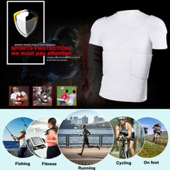 Men’s Padded Compression Shirts,W/ Pads Training Vest Protector T-Shirt