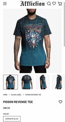 Affliction Black Label Poison Revenge Tee Shirt Size 3XL Corsair Blue Reactive
