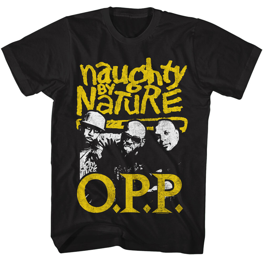 Naughty By Nature Yellow Logo O.P.P. Men’s T Shirt Hip Hop Music Band Merch