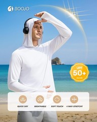 Long Sleeve Men’s Fishing Hoodies UV Protection UPF 50+ Outdoor Shirts for Men