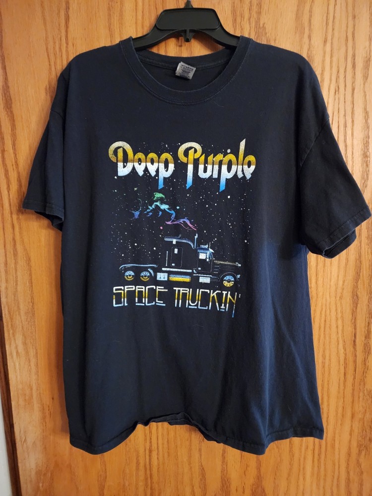 Vintage Deep Purple Shirt Men’s XL Black Classic Rock Band Space