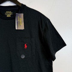 New Polo Ralph Lauren Mens Black TShirt w Red Pony Logo Classic Fit – S