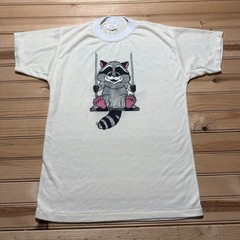 Vintage 80s Raccoon on Swing Single Stitch Graphic T-Shirt Men’s – Size Large