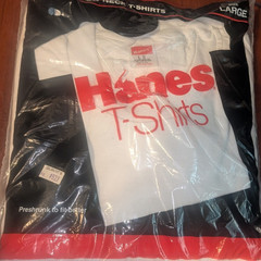 VTG 1989 HANES Crew Neck T-Shirts Men’s Sz Large White 3 Pack NOS 100% Cotton