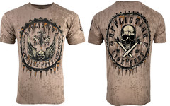 Affliction Men’s T-Shirt Rustproof Skull Wings Biker Sand S-5XL