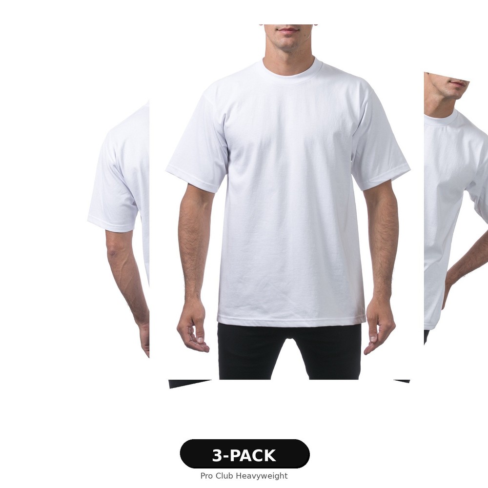 3 Pack Pro Club Heavyweight T-Shirt Crew Neck Cotton Tee S M LXL 2XL White Black