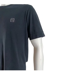 King Men’s Color Block Black And Brown Contrast Hem Short Sleeve Casual Shirt
