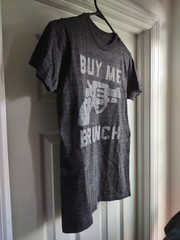 BUY ME BRUNCH Brand T-Shirt Unisex Small Soft Comfy Heather Dark Gray Tri Blend