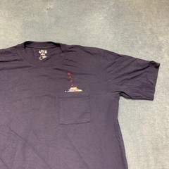 Uniqlo T-Shirt Mens Medium Navy Blue Cotton Work Graphic Casual Everyday Wear