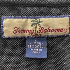 Tommy Bahama Silk Cotton Pique T-Shirt Mens sz L Black Short Slvs Crewneck