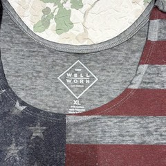 Well Worn Men’s XL USA Flag Stars & Stripes Scoop Neck Sleeveless Tank Top