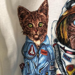 NASA Cats Shirt Mens 2XL White Delta Houston Texas Space Astronaut Graphic Tee